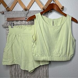 Lime Green Sleeveless Summer Top and Shorts Set